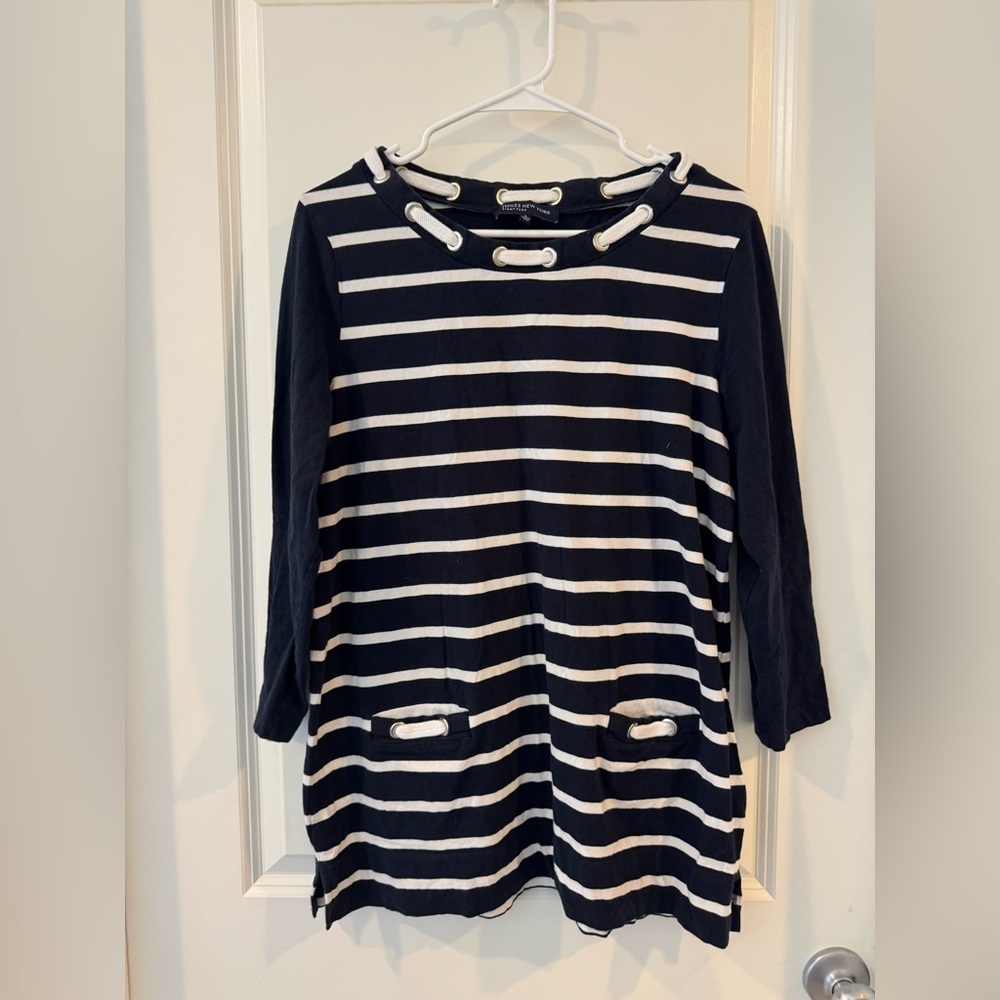 Jones New York Navy Striped Top